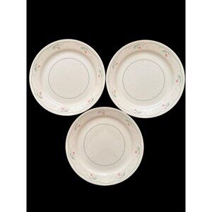 Corelle By Corning Calico Rose Floral Rim 3 Beige Dinner Plates 10.25 inch USA